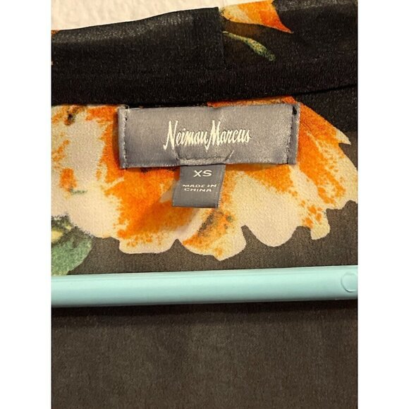 Neiman Marcus Black Floral Sheer Boho Festival Kimono Size Small XS - Picture 2 of 11